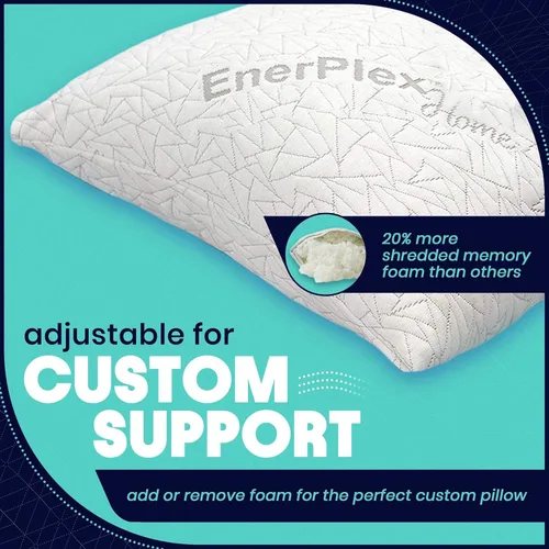 Vista 3 de EnerPlex Almohadas de espuma viscoelástica tamaño King – Paquete de 2 – Relleno ajustable para dormir con relleno extra – Certificado CertiPUR-US