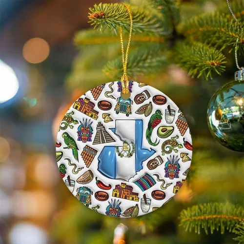Vista 108 de Lotacy Bandera argentina argentina de Navidad de cerámica 2D impresa adorno con símbolos, decoración del hogar argentina regalos para hombres
