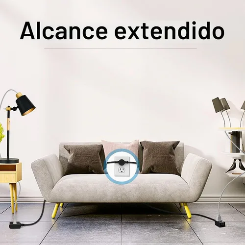 Vista 5 de Regleta de alimentación de cable de extensión doble, cable de 12 pies, 6 Negro