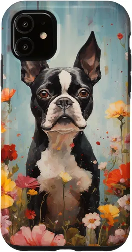 Vista 8 de Boston Terrier in Flower Garden Dog Art Lovers Design Case for iPhone 17