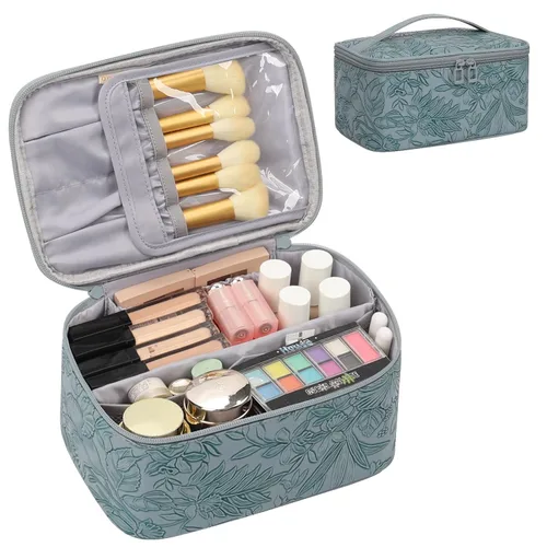 Vista 17 de OCHEAL - Bolsa de maquillaje portátil para cosméticos, estuche organizador de viaje de gran capacidad para mujeres, bolsa de aseo para niñas