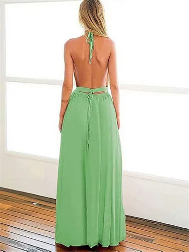 Vista 2 de Halter boda vestidos de dama de honor sexy Backless gasa formal Prom noche vestidos de juniors