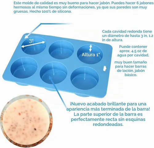 Vista 4 de X-Haibei Molde de silicona redondo grande de 3 pulgadas para jabón de baño, jabón de barba, barras de loción, velas, forma de cilindro, molde