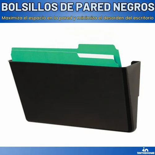 Vista 2 de Archivo de pared negro de un solo bolsillo, tamaño carta