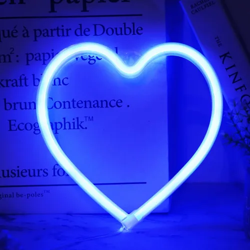Vista 2 de Letreros de neón con forma de corazón para el día de San Valentín, luces LED de amor con USB y pilas para el hogar, pared, día de la madre, boda