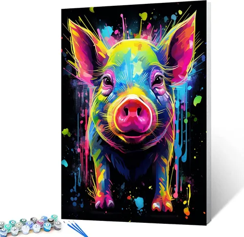 Vista 17 de Tucocoo Kit de pintura por números de lobo colorido, lienzo de 16 x 20 pulgadas, pintura al óleo digital para adultos con pinceles y pigmento Obras