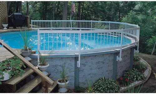 Vista 3 de Kit de base y valla para piscina sobre el piso (8 sección) de GLI, Blanco