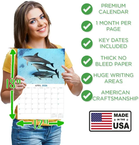 Vista 342 de Calendario de grises africanos 2025 2026 – Planificador mensual de pared de aves africanas – 12 x 18 pulgadas (abierto), calendario de pared