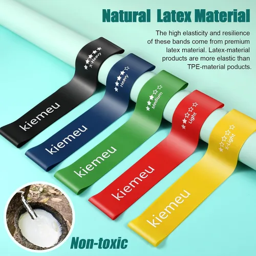 Vista 4 de Bandas de resistencia de látex mini bucle para entrenar piernas, versión de 2.4 in de ancho Elastic Stretch Bands For Exercise Loop Bands, Rubber