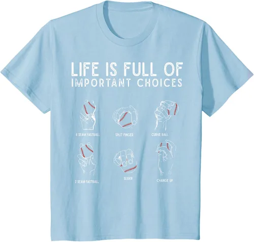 Vista 15 de Tipos de béisbol Pitches Life Choices Jugador Camiseta