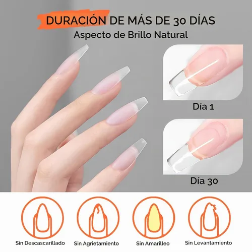 Vista 4 de Makartt Constructor de gel transparente: extensión de uñas, fuerte, autonivelante, larga duración para fortalecedor, escultura y protección