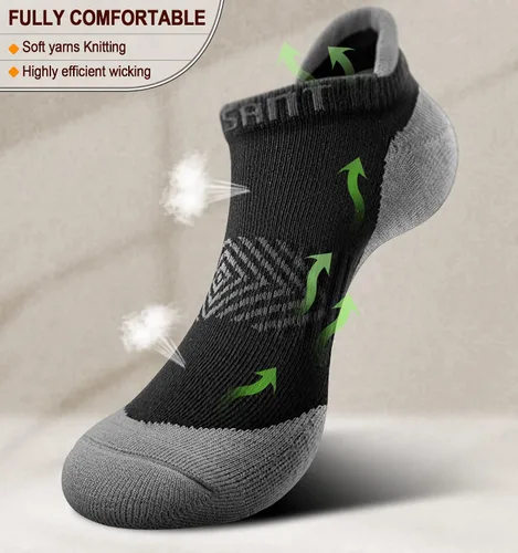 Vista 2 de BULLIANT Calcetines de correr para hombre, 6 pares, calcetines de tobillo que no se ven transpirables, absorben para hombres y mujeres, suela