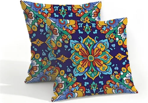 Vista 8 de Juego de 2 fundas de almohada impermeables para exteriores, 16 x 16 pulgadas, fundas de almohada decorativas de patio para muebles de jardín, sofá