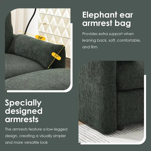 Vista 24 de Moderno sofá modular en forma de U con almohadas para la cintura, sofá cama con diván, sofá tapizado simétrico de felpilla de 6 asientos para sala