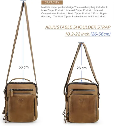 Vista 6 de CONTACTS Bolso de mensajero de cuero para hombre, bolso de mensajero, bolso cruzado de cuero genuino para el hombro 9.7 pulgadas, bolsa para iPad