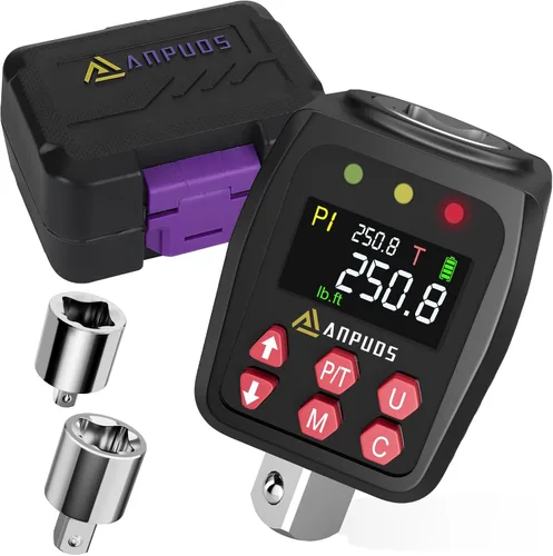 Vista 10 de ANPUDS Adaptador de par digital de 1/2 pulgada, 1.1-22.1 pies-lb/1.5-30 Nm, convertidor de llave dinamométrica digital con ±1% de precisión, valor