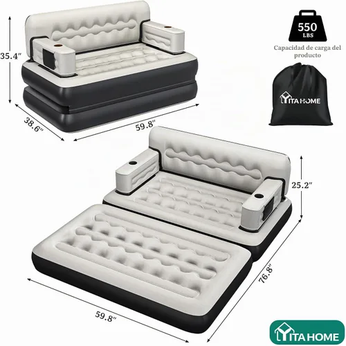Vista 3 de YITAHOME Queen - Colchón vertical acanalado para sofá cama, gris