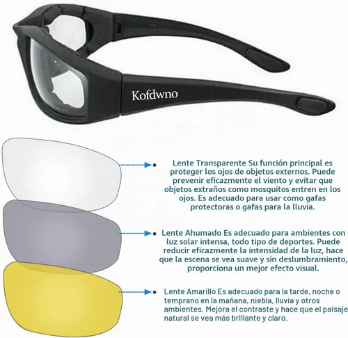 Vista 3 de (3 PCS) Gafas para Montar Motocicleta con Almohadillas de Espuma, Gafas Protectoras con Protección UV Anti-Viento A Prueba de Polvo, Gafas de Sol