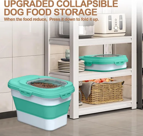 Vista 5 de TIOVERY Contenedor de Almacenamiento de Comida para Perros, Contenedores Plegables de Comida para Perros y Gatos de 10lb a 13lb con Tapa Abatible