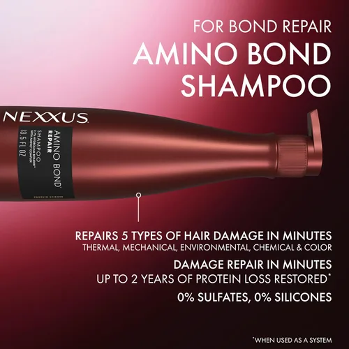 Vista 12 de Nexxus Champú Amino Bond para todo tipo de cabello dañado con aminoácidos y proteína de queratina 13.5 oz