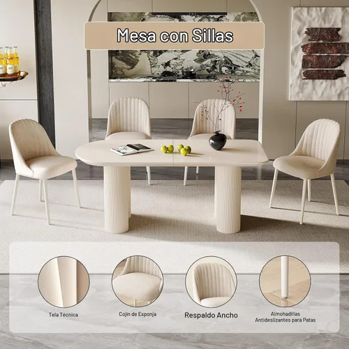 Vista 7 de Guyii Juego de mesa de comedor con 6 sillas, juego de mesa de cocina moderno, mesa de comedor interior para cocina, bar, sala de estar, rincón