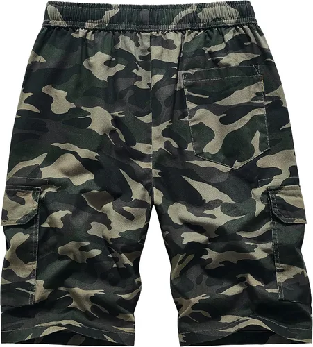 Vista 6 de VtuAOL Pantalones cortos cargo para mujer, cintura elástica, cómodos, de algodón, holgados