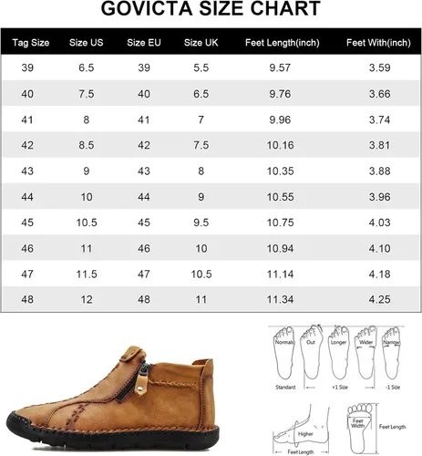 Vista 7 de Govicta Zapatos casuales de cuero para hombre, botines chukka sin cordones, mocasines ligeros de media parte superior para caminar, zapatos