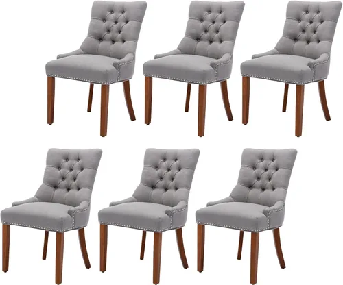 Vista 10 de Juego de 4 sillas de comedor modernas con respaldo, color beige