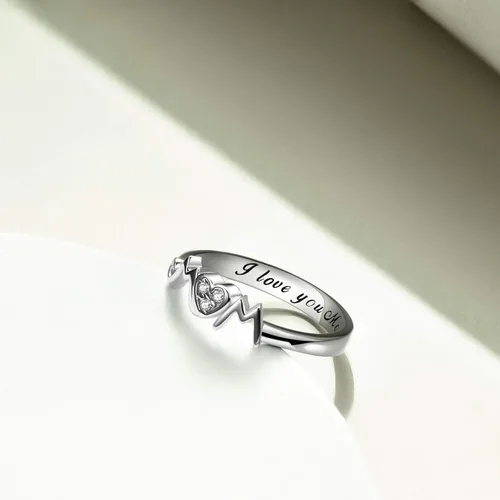 Vista 3 de YFN - Anillos de plata de ley 925 para mamá y madre