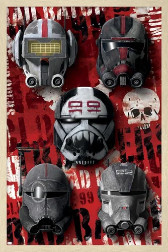 Vista 7 de Trends International Star Wars: The Bad Batch - Póster de pared de cascos, 22.4 pulgadas de largo x 14.7 pulgadas, versión enmarcada en madera