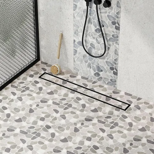 Vista 10 de Neodrain Drenaje de ducha lineal de 18 pulgadas con rejilla de inserción de azulejos, desagüe de suelo de ducha rectangular de acero inoxidable