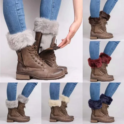 Vista 5 de Sprifloral Calentadores de piernas para mujer, de piel sintética, puños altos, botas y calcetines