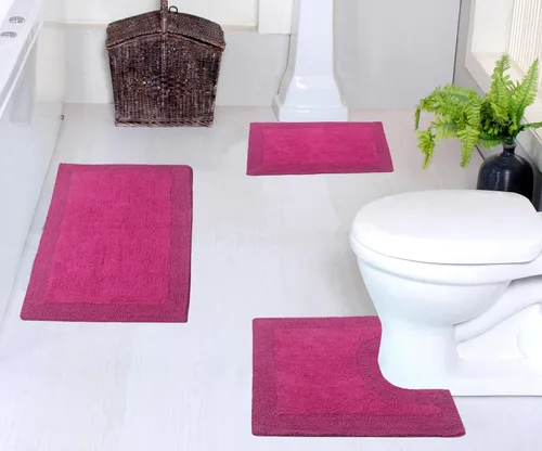 Vista 49 de Home Weavers Luxury Collection 100% Cotton Reversible Bathroom Rugs Set, Washable Rug, Soft Cotton Extra Soft and Absorbent Bath Rug, Kitchen Mat, 2