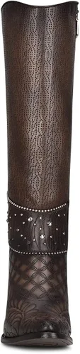 Vista 3 de Cuadra Botas altas para mujer en cuero bovino marrón