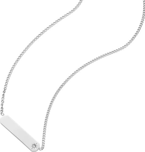 Vista 3 de Fossil - Collar de cadena con dije de acero inoxidable grabado y enchapado para mujer