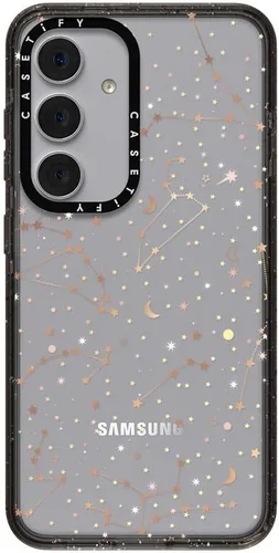 Vista 178 de CASETiFY Funda de impacto para Galaxy S22+ - Adhesivo Aries Moross, color negro transparente