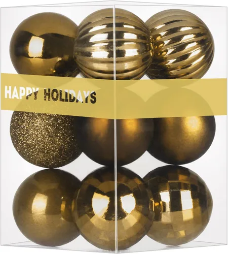 Vista 128 de Esferas pequeñas de Navidad de bronce y dorado de 1.6 pulgadas, adornos para decoración de árbol de Navidad, bolas colgantes inastillables