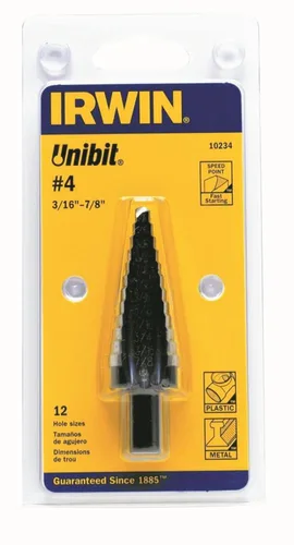 Vista 4 de Broca escalonada UniBit, de Irwin Tools, de 3/16 a 1/2 pulgada