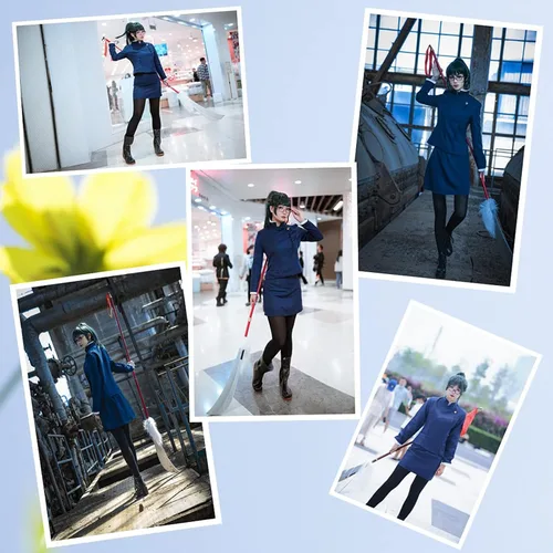 Vista 5 de Disfraz de anime JJK Jujutsu Zenin Maki para niñas y mujeres, uniforme escolar japonés, falda, vestido Mai, traje de Halloween