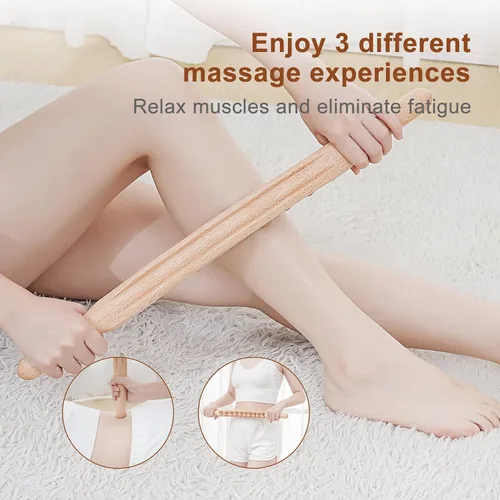Vista 3 de Herramientas de masaje de terapia de madera, kit de maderoterapia, herramientas de escultura corporal para drenaje linfático y anticelulitis.