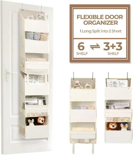 Vista 13 de GRANNY SAYS Organizador para colgar sobre la puerta, almacenamiento detrás de la puerta con 4 estantes y 6 bolsillos y ventana transparente