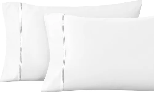 Vista 10 de Superior Juego de fundas de almohada estándar de 1200 hilos, 100% algodón egipcio, suave y transpirable, 2 piezas, color verde azulado