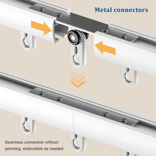Vista 4 de Double Curtains Track Ceiling Mount 120 240 360 mm Smooth Sliding Ceiling Track Aluminum Heavy-Duty Silent Rail, for Room Divider Hanging Shades