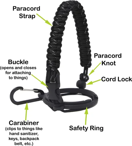 Vista 4 de One MissionX - Asa de cuerda paracord para botellas YETI Rambler de 46 onzas, 36 onzas, 26 onzas, 64 onzas, 18 onzas, 12 onzas, correa de transporte