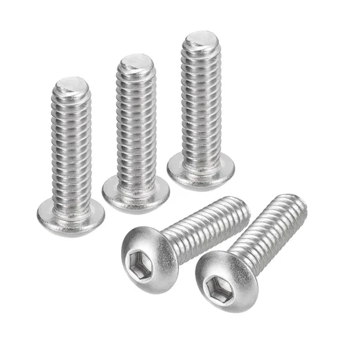 Vista 13 de uxcell Tornillos de cabeza de botón de 1/4-20x1, 25 piezas de tornillos hexagonales de acero inoxidable 304, tornillos de rosca completa