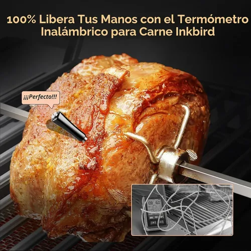 Vista 6 de INKBIRD Termómetro de carne inalámbrico, termómetro inteligente para carne Bluetooth, IP67 impermeable con caja recargable para parrilla al aire