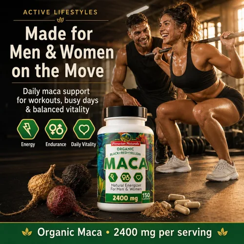 Vista 3 de Cápsulas de raíz de maca orgánica para mujeres y hombres, 2400 mg por porción, 150 píldoras, suplemento de maca negra, roja y amarilla, raíz de maca