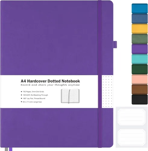 Vista 13 de Cuaderno de papel cuadriculado, cuaderno de tapa dura de 8.5 x 11, cuaderno de cuadrícula para mujeres, hombres, diarios grandes de cuero
