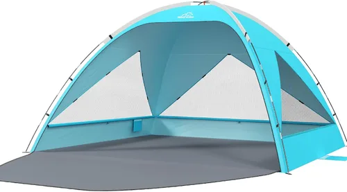 Vista 12 de Wolfwise Tienda de playa Refugio de sol portátil, Cabaña estándar de la Shade Beach Essentials, protección UV UPF 50+ y fácil instalación, ventanas