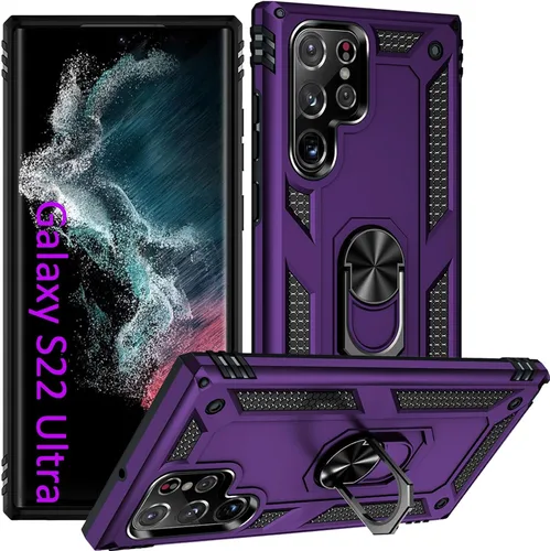 Vista 12 de ADDIT Funda S22 para Samsung Galaxy S22, con anillo de soporte, soporte ajustable, grado militar, protección resistente, a prueba de golpes